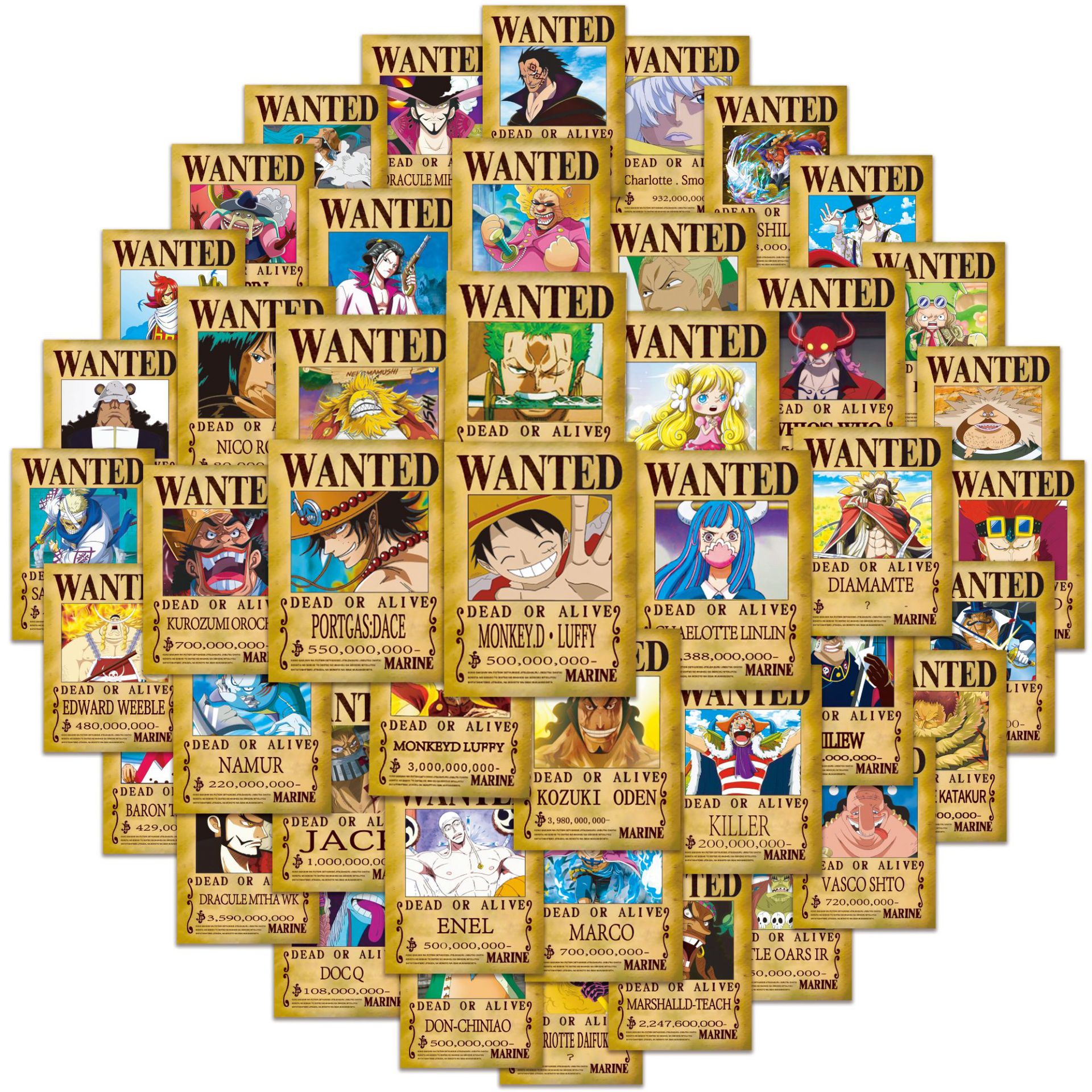 50pcs Anime ONE PIECE Wanted P - Phone Accessories Poster incelemesi ve fiyatı