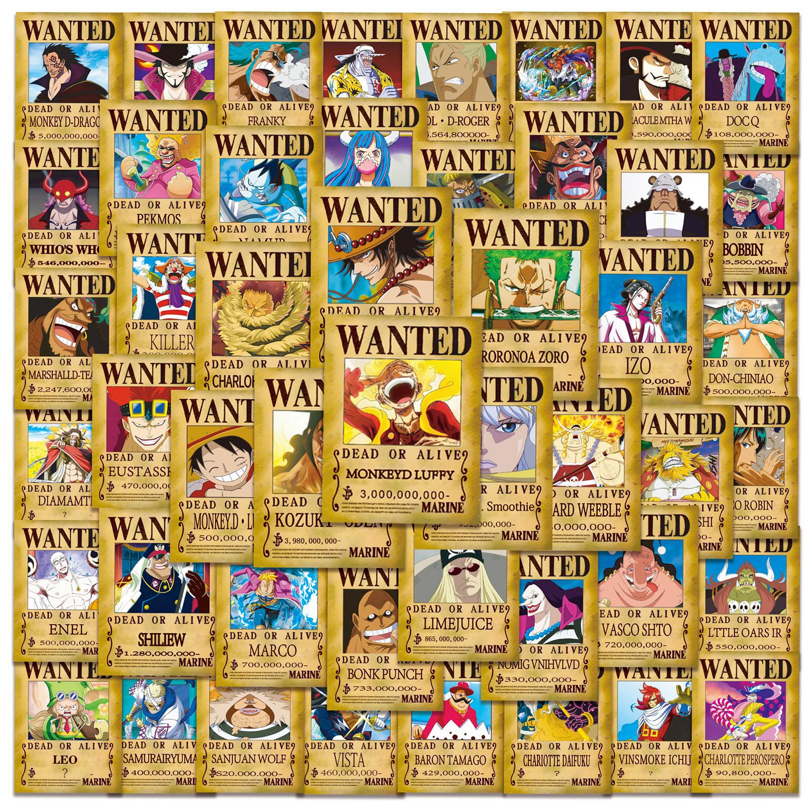 50pcs Anime ONE PIECE Wanted P - Phone Accessories Poster incelemesi ve fiyatı